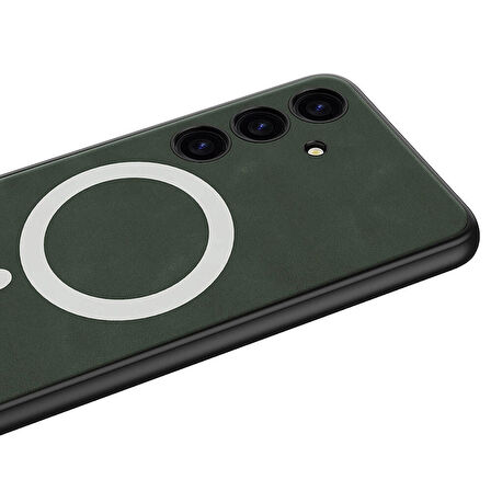 Vendas Samsung Galaxy S24 Kılıf Magsafe Şarj Özellikli Deri Tasarımlı Zore Kıpta Nubuk Kapak