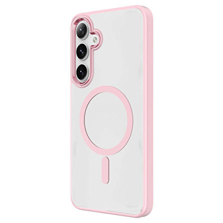 Vendas Samsung Galaxy S24 Kılıf Magsafe Şarj Özellikli Zore Krom Magsafe Silikon Kapak