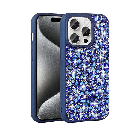 Vendas Apple iPhone 15 Pro Kılıf Parlak Taşlı Tasarım Zore Linea Kapak