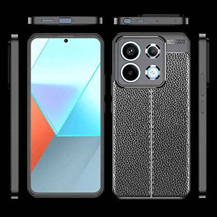 Vendas Xiaomi Redmi Note 13 5G Uyumlu Kılıf Deri Desenli Niss Dikiş Tasarımlı Darbe Dirençli Kılıf