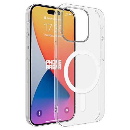 Apple iPhone 15 Plus Kılıf Zore Magsafe Şarj Özellikli Şeffaf Tek Kamera Çerçeveli Porto Kapak