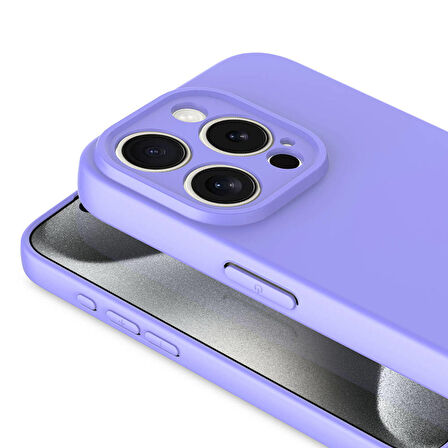 Vendas iPhone 15 Pro Uyumlu Kılıf Lansman Serisi Kadife İç Yüzeyli Yumuşak Dokulu Silikon Kapak