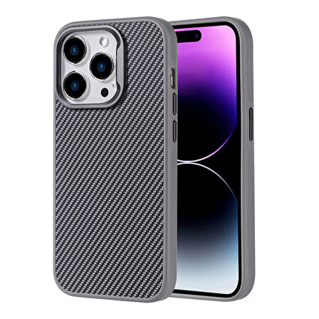 Vendas iPhone 14 Pro Max Kılıf Karbon Fiber 600D Kevlar Zore Troy Kapak