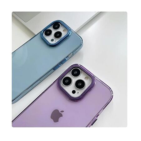 Vendas iPhone 14 Pro Uyumlu Kılıf Modos Metal Kamera Çerçeveli Parlak Kapak