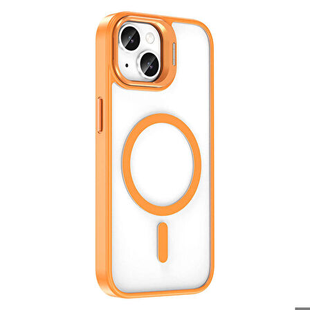 Vendas iPhone 14 Kılıf Magsafe Wireless Şarj Özellikli Standlı Zore Magsafe Klon Lensli Kapak