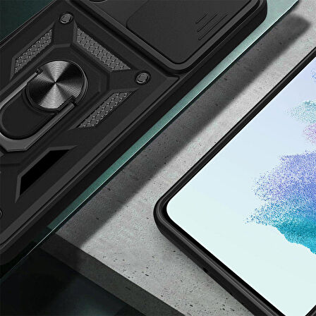 Vendas Samsung Galaxy A54 Kılıf Magnetik Standlı Kamera Korumalı Zore Sürgülü Vega Kapak