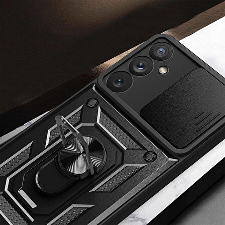 Vendas Samsung Galaxy A54 Kılıf Magnetik Standlı Kamera Korumalı Zore Sürgülü Vega Kapak