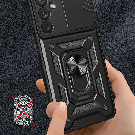 Vendas Samsung Galaxy A34 Kılıf Magnetik Standlı Kamera Korumalı Zore Sürgülü Vega Kapak