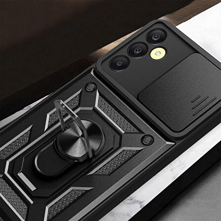 Vendas Samsung Galaxy A25 Kılıf Magnetik Standlı Kamera Korumalı Zore Sürgülü Vega Kapak