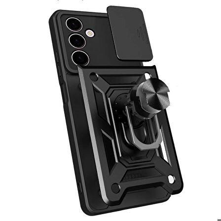 Vendas Samsung Galaxy A24 Kılıf Magnetik Standlı Kamera Korumalı Zore Sürgülü Vega Kapak