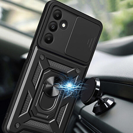 Vendas Samsung Galaxy A15 Kılıf Magnetik Standlı Kamera Korumalı Zore Sürgülü Vega Kapak