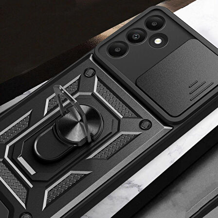 Vendas Samsung Galaxy A15 Kılıf Magnetik Standlı Kamera Korumalı Zore Sürgülü Vega Kapak