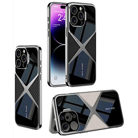 Vendas iPhone 14 Pro Max Kılıf Ultra İnce Kamera Korumalı PC + Deri Arka Yüzey Zore X-Pro Kapak