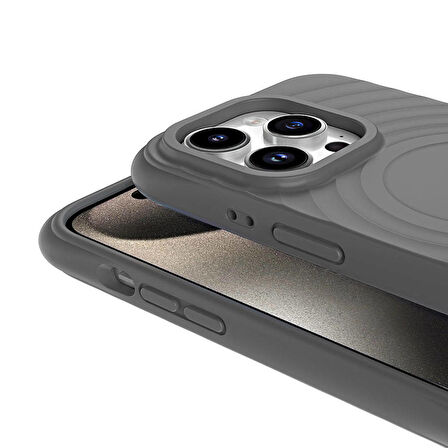 Vendas iPhone 15 Pro Max Magsafe Şarj Özellikli Airbagli Mat Görünümlü Zore Hepi Kapak