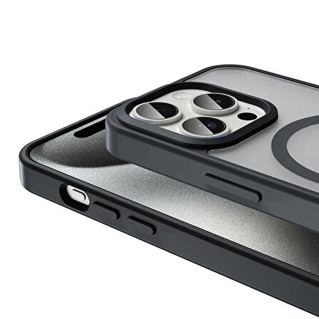 Vendas iPhone 15 Pro Max Kılıf Magsafe Şarj Özellikli Mat Arka Yüzey Zore Sio Kapak