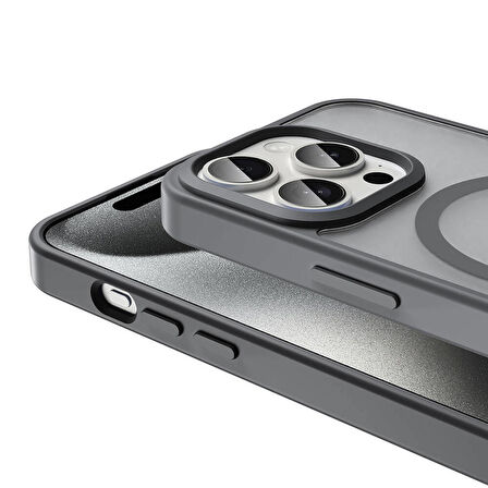 Vendas iPhone 15 Pro Kılıf Magsafe Şarj Özellikli Mat Arka Yüzey Zore Sio Kapak