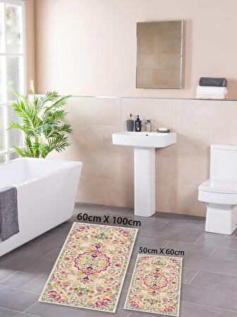 HOMİER Ekonomik Yıkanabilir Kaymaz Taban Banyo Paspas Seti İkili H-OT-4024B