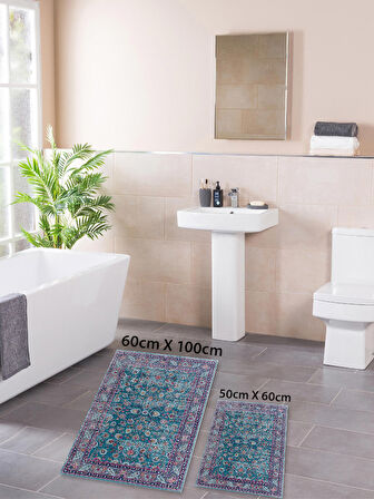 HOMİER Ekonomik Yıkanabilir Kaymaz Taban Banyo Paspas Seti İkili H-OT-4039A