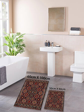 HOMİER Ekonomik Yıkanabilir Kaymaz Taban Banyo Paspas Seti İkili H-OT-4069A