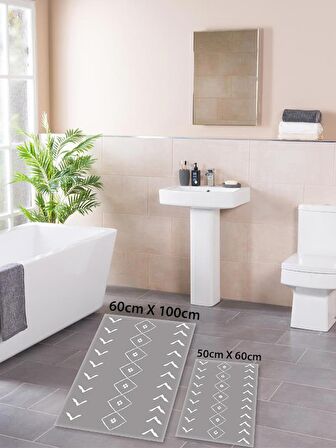 HOMİER Ekonomik Yıkanabilir Kaymaz Taban Banyo Paspas Seti İkili H-OT-4104B