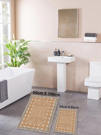 HOMİER Ekonomik Yıkanabilir Kaymaz Taban Banyo Paspas Seti İkili H-OT-4155A