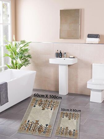 HOMİER Ekonomik Yıkanabilir Kaymaz Taban Banyo Paspas Seti İkili H-OT-4212