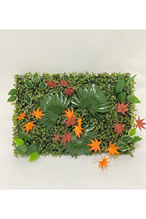 Yapay Çiçek Duvar Kaplama 60'40 Cm Panel Şimşir Dik Duvar Uygulama Çim Dikey Bahçe