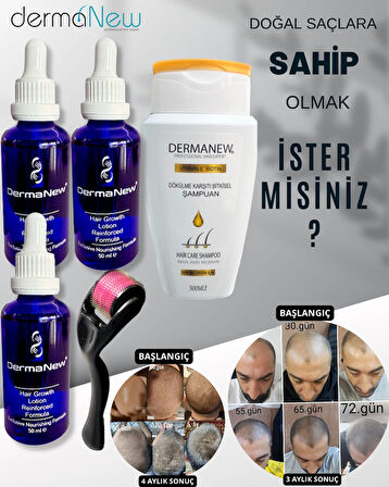 Saç Losyonu Saç Bakım Yağı - saç gürleştirici - saç yağı lotion / 3 Adet Serum+ Şampuan + Roller