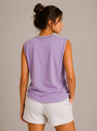 Kadın Konfor Modeli Oversize Kolsuz Terletmeyen Penye Kumaş Bisiklet Yaka 3'lü Sporcu Atlet Seti