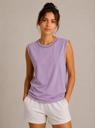 Kadın Konfor Modeli Oversize Kolsuz Terletmeyen Penye Kumaş Bisiklet Yaka 3'lü Sporcu Atlet Seti