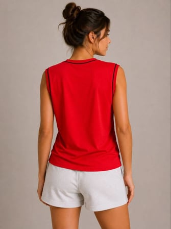 Kadın Konfor Modeli Oversize Kolsuz Terletmeyen Penye Kumaş Bisiklet Yaka 3'lü Sporcu Atlet Seti