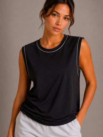 Kadın Konfor Modeli Oversize Kolsuz Terletmeyen Penye Kumaş Bisiklet Yaka 3'lü Sporcu Atlet Seti