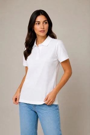 2'li Kadın Polo Yaka Nefes Alan Pike Kumaş Konfor Modeli Regular Fit Düğmeli Kısa Kollu T-Shirt