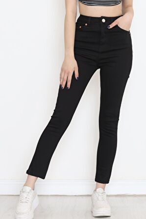 Yüksek Bel Süper Likralı Toparlayıcı Özellikli Kot Pantolon Skinny Dar Paça Jean Siyah - 18221