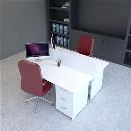 Vena Nil Workstation İkili Çalışma Masa 158cm x 140cm x 115h Beyaz