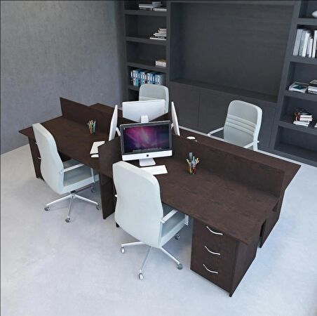 Vena Nil Workstation Dörtlü Çalışma Masa 320cm x 140cm x 115h Wenge