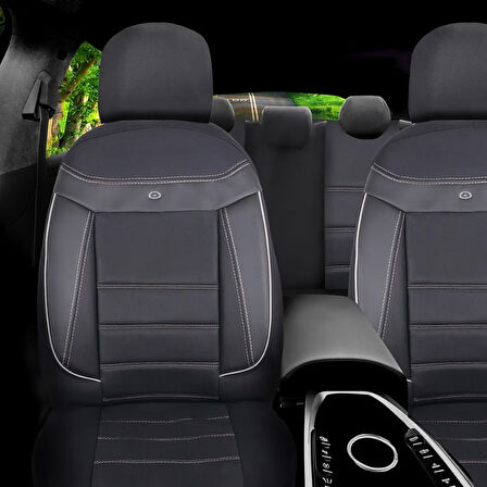 Volkswagen Golf 7 Araçlara Uyumlu Oto Koltuk Kılıfı Seti - Venüs Serisi Siyah/Beyaz