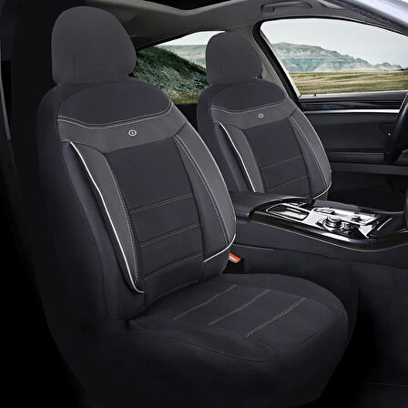 Volkswagen Passat B7 Araçlara Uyumlu Oto Koltuk Kılıfı Seti - Venüs Serisi Siyah/Beyaz