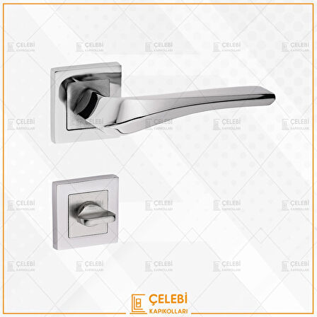VENÜS KOL KARE ROZETLİ NİKEL SATEN WC KAPI KOLU