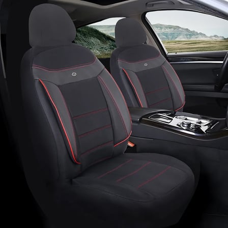 Peugeot 206 Araçlara Uyumlu Oto Koltuk Kılıfı Seti - Venüs Serisi Siyah/Kırmızı