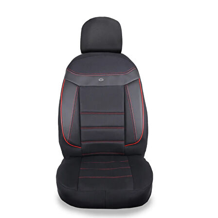 Seat Leon Araçlara Uyumlu Oto Koltuk Kılıfı Seti - Venüs Serisi Siyah/Kırmızı
