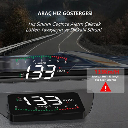 HUD Head-Up Display OBD Hız Göstergesi Dijital Ekranlı Araç Göstergesi Hız Voltaj Yağ Sıcaklığı