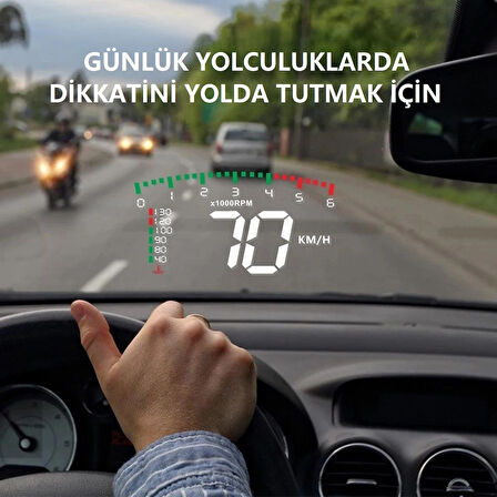 HUD Head-Up Display OBD Hız Göstergesi Dijital Ekranlı Araç Göstergesi Hız Voltaj Yağ Sıcaklığı