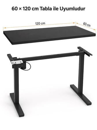 Elektrikli Yükseklik Ayarlı Masa İskeleti – Tablasız, 70 kg Taşıma Kapasiteli, 60 × 120 cm Tabla Uyu