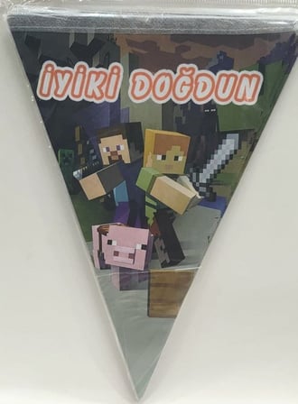 Özel Üretim Eğlence Aktivite Doğum Günü MINECRAFT ÜÇGEN FLAMA