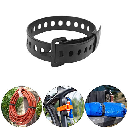 Microcase Yeniden Kullanılabilir Bağcık Kablo Eşya Sabitleme Düzenleme Bağı 45cm 1 ADET - SİYAH AL5257