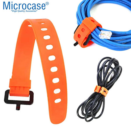 Microcase Yeniden Kullanılabilir Bağcık Kablo Eşya Sabitleme Düzenleme Bağı 45cm 1 ADET - SİYAH AL5257