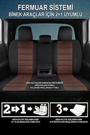 Volvo V50  Uyumlu 5 KOLTUK TAM SET CARUSA SERİSİ TAM SET TAY TÜYÜ OTO KOLTUK KILIFI TABA