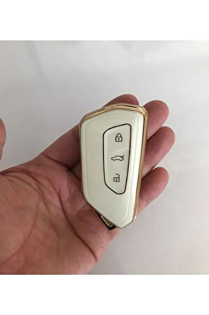 Cupra Formenter Süper Lüx Kaliteli Anahtar Koruma Kılıfı (KABI) 1.sınıf Üründür Krem Gold Detaylı