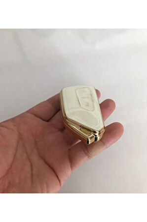Cupra Formenter Süper Lüx Kaliteli Anahtar Koruma Kılıfı (KABI) 1.sınıf Üründür Krem Gold Detaylı